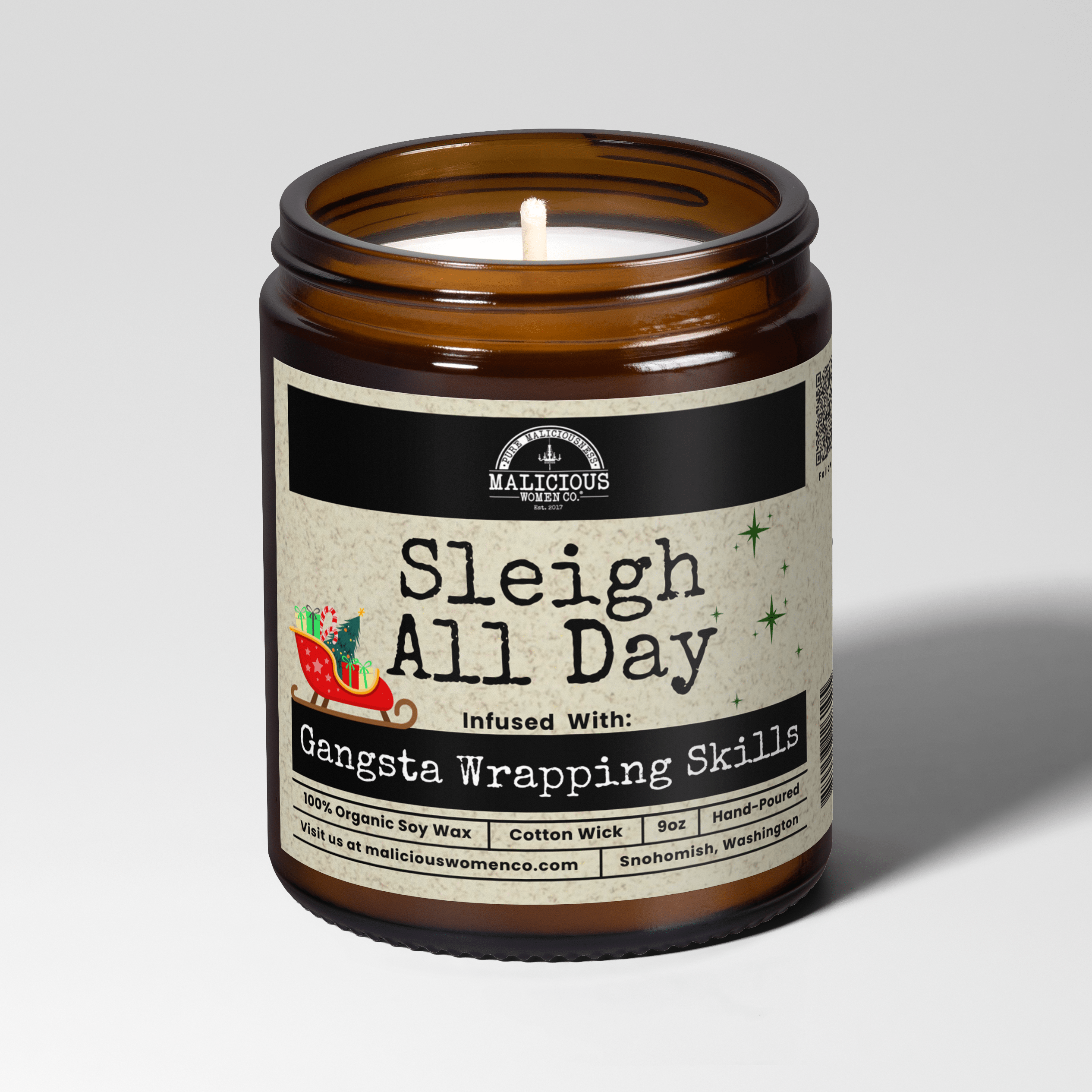 Sleigh All Day 9oz Winter Candle Malicious Women Co - Malicious Women Co. - Candles