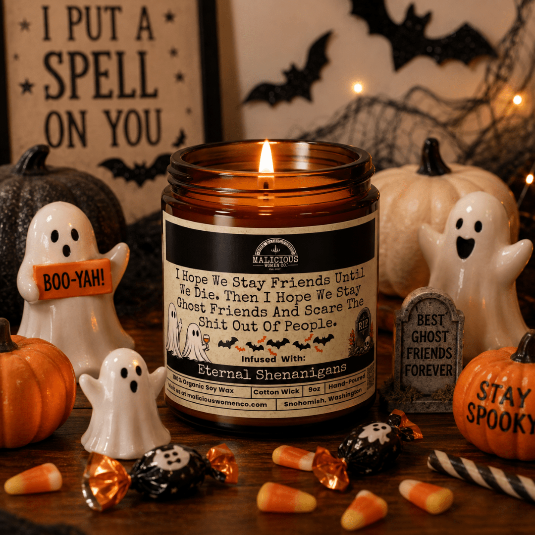 Stay Ghost Friends | 9oz Seasonal Candle | Malicious Women Co - Malicious Women Co. -Candle