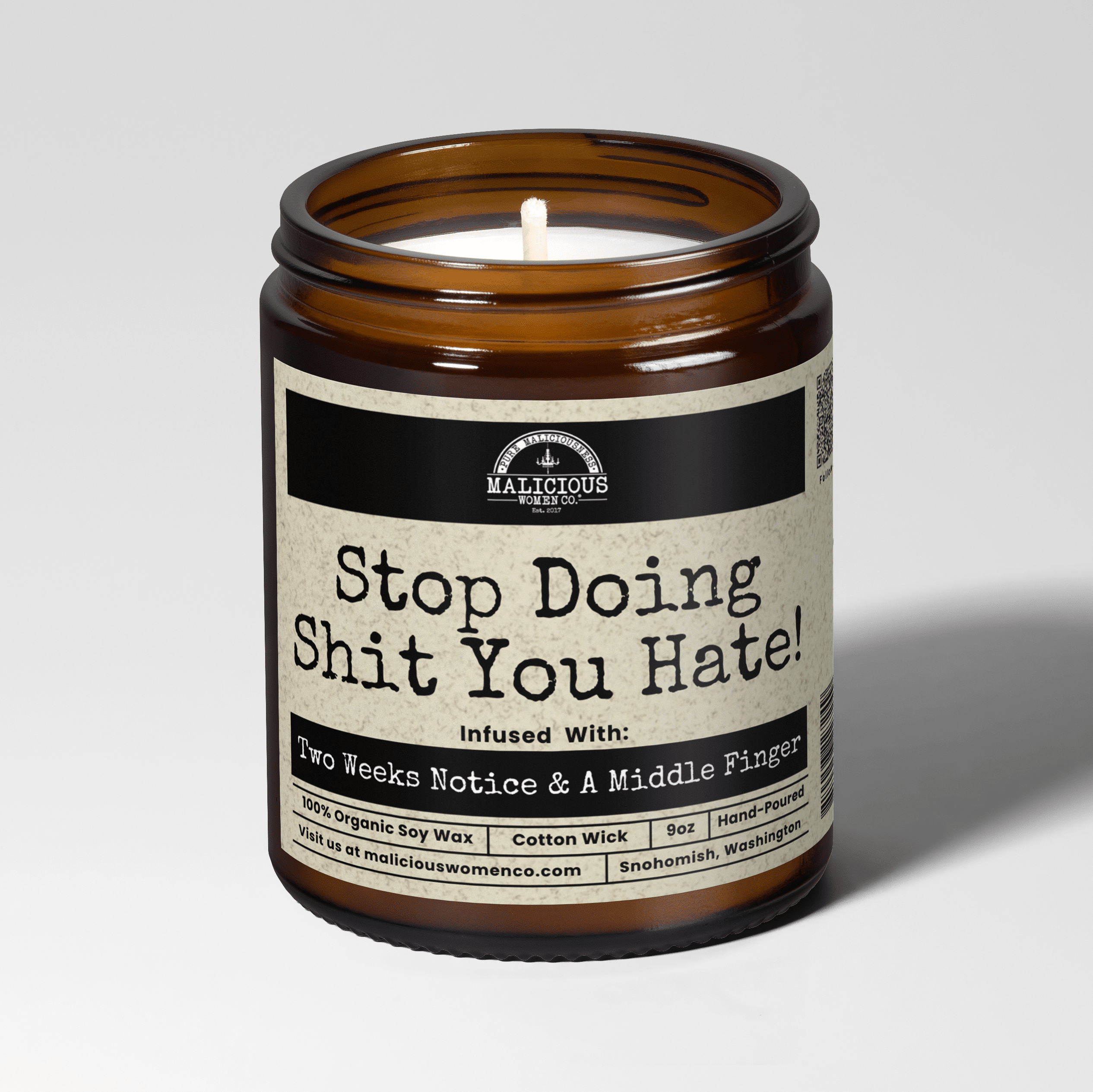 Stop Doing Sh*t You Hate | Scent: Take A Hike | 9oz Mental Health Candle | Malicious Women Co - Malicious Women Co. -Candle