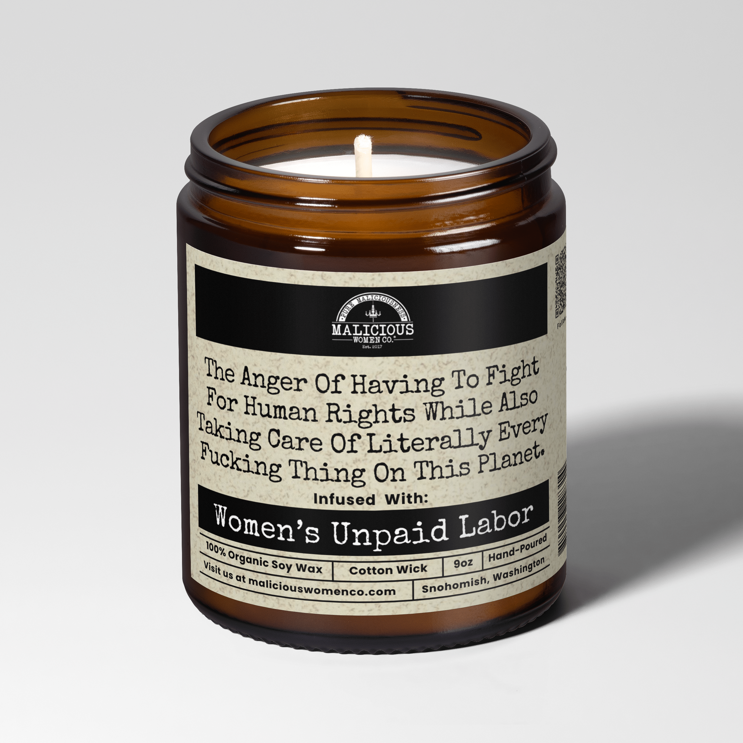 The Anger Of Having To Fight For Human Rights 9oz Political Candle Malicious Women Co - Malicious Women Co. - Candles