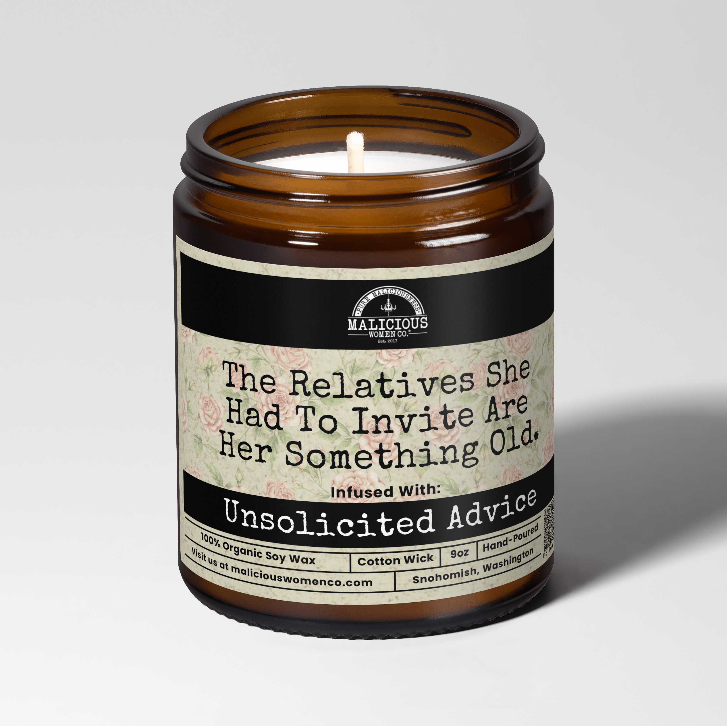 The Relatives She Had To Invite Are Her Something Old. | Scent: Palo Santo | 9oz Funny Candle | Malicious Women Co - Malicious Women Co.-Candles