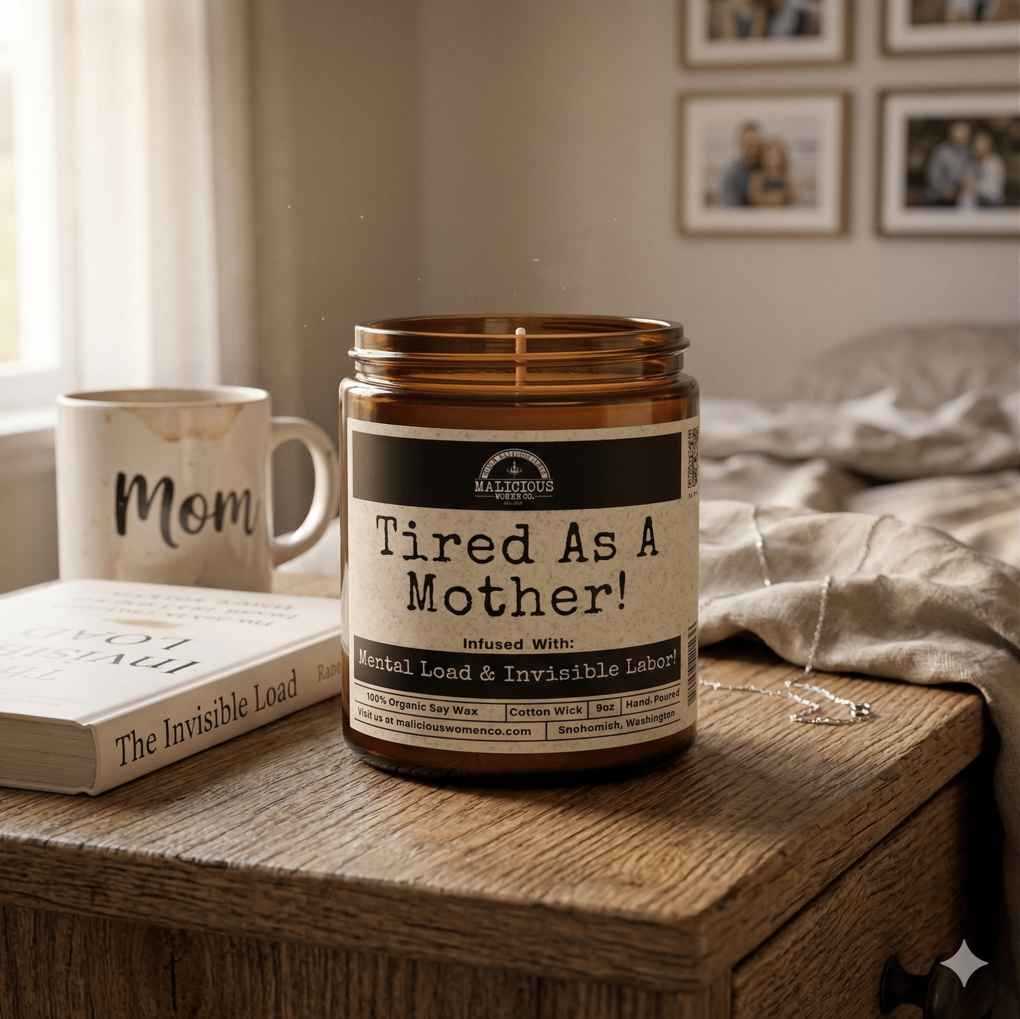 Tired As A Mother | Scent: Espresso Yo' Self | 9oz Funny Candle | Malicious Women Co - Malicious Women Co. -Candle