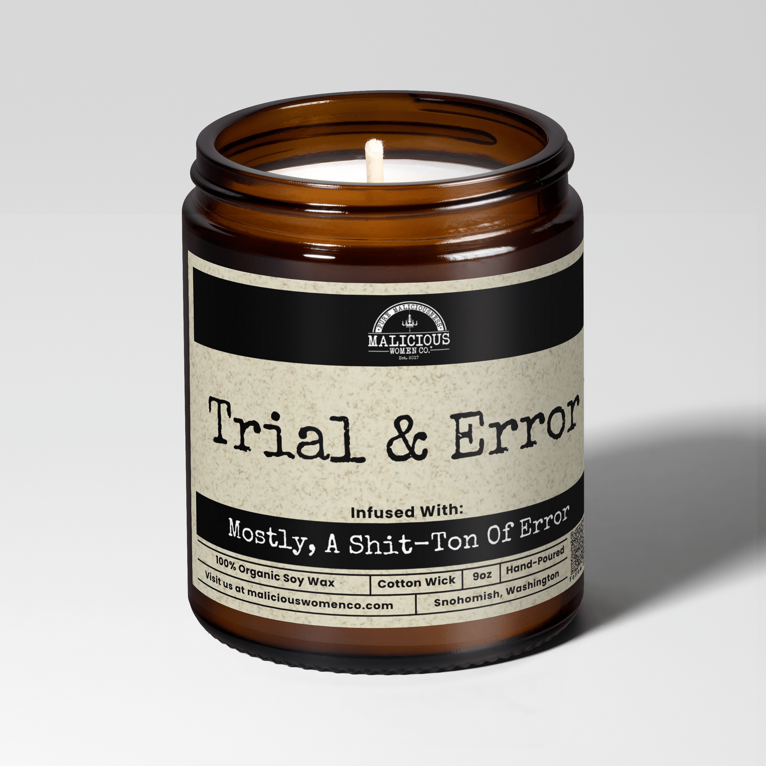 Trial & Error | Scent: Frooty Loops | 9oz Funny Candle | Malicious Women Co - Malicious Women Co.-Candle