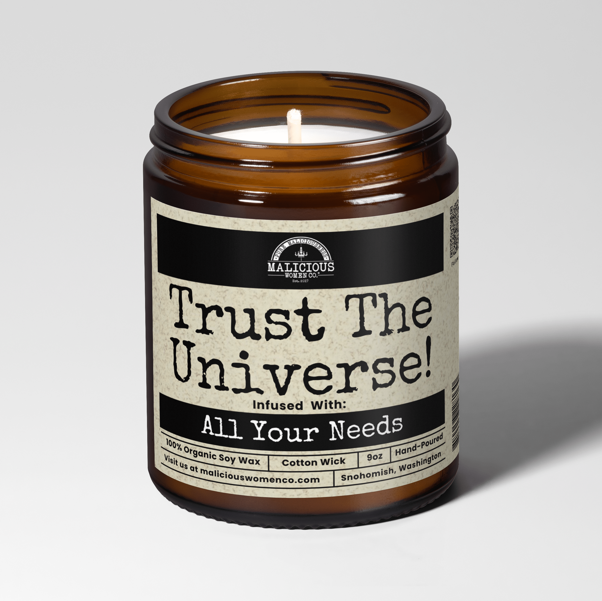 Trust The Universe! | Scent: Rebel Rose | 9oz Witch Candle | Malicious Women Co - Malicious Women Co. -Candle