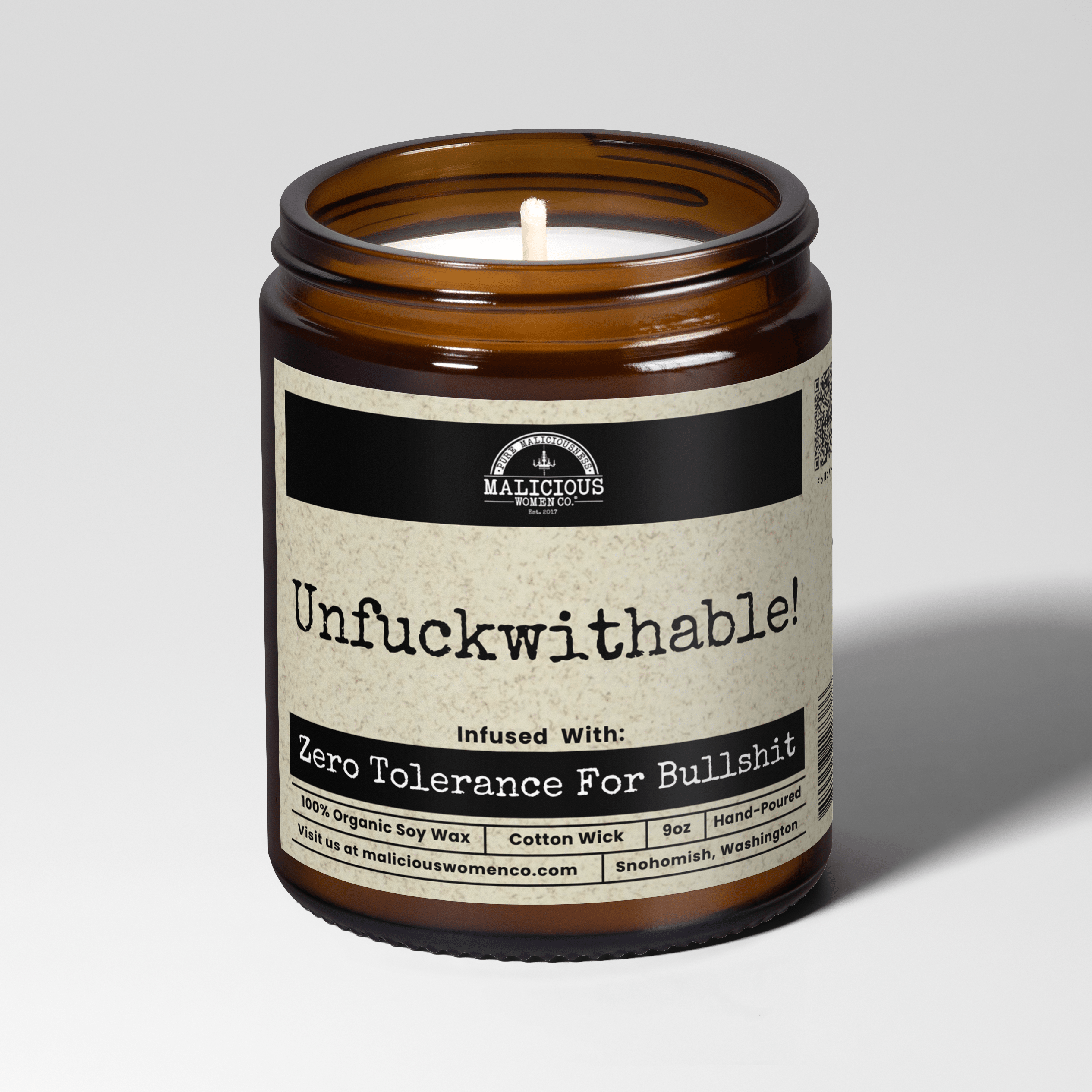 Unf*ckwithable! | Scent: Lemon Drop Martini | 9oz Witch Candle | Malicious Women Co - Malicious Women Co. -Candle