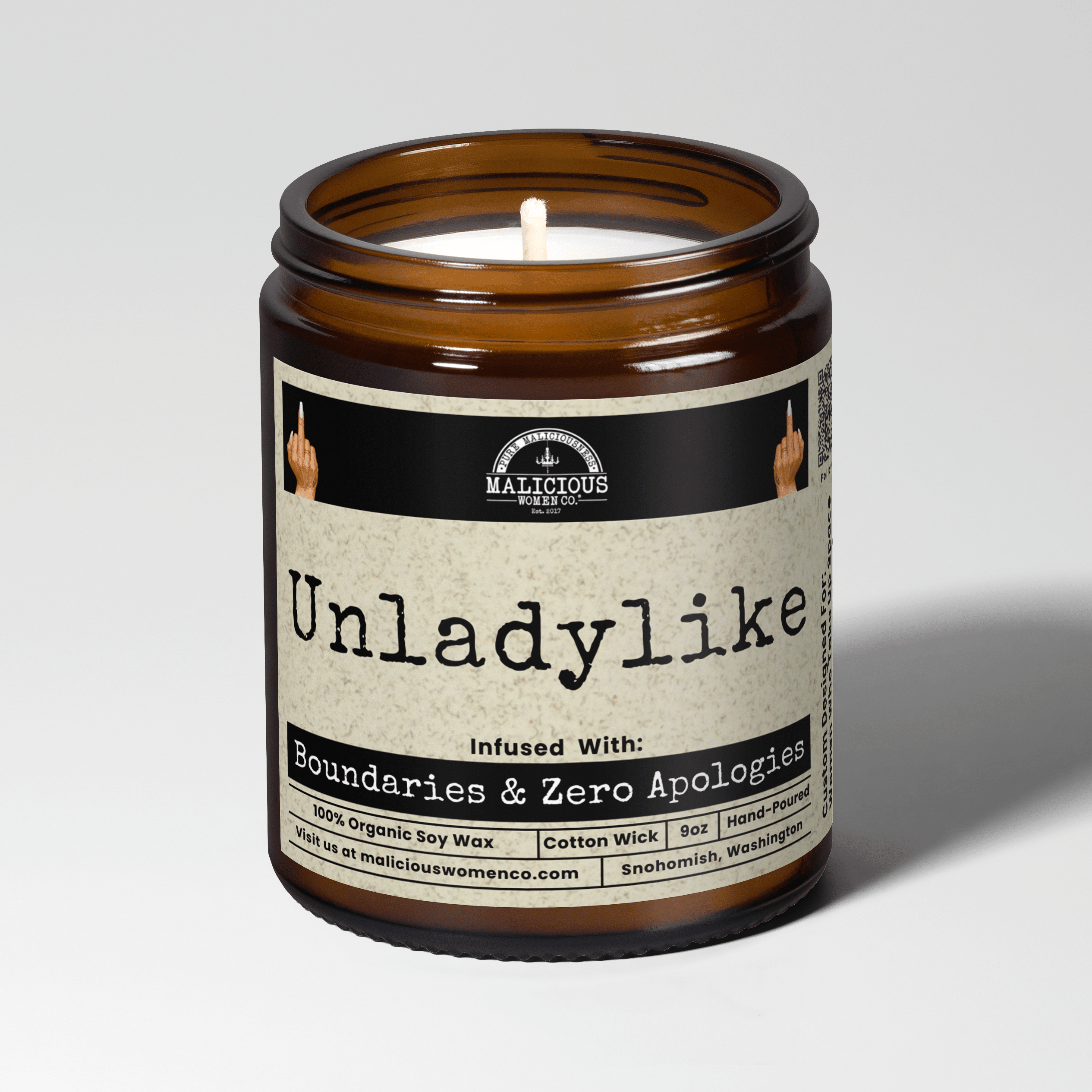 Unladylike | Scent: Cabernet All Day | 9oz Funny Candle | Malicious Women Co - Malicious Women Co. -Candle