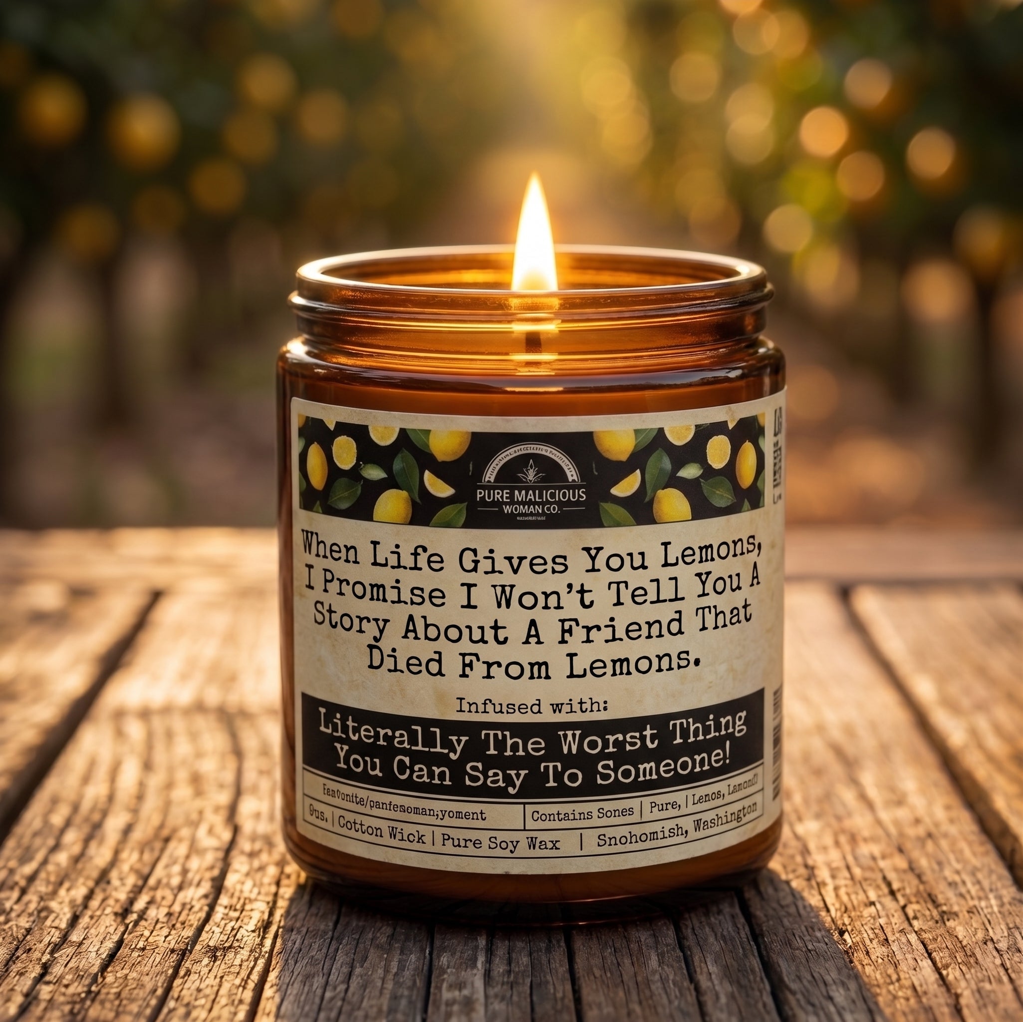 When Life Gives You Lemons | Scent: Lemon Drop Martini | 9oz Mental Health Candle | Malicious Women Co - Malicious Women Co. -Candle
