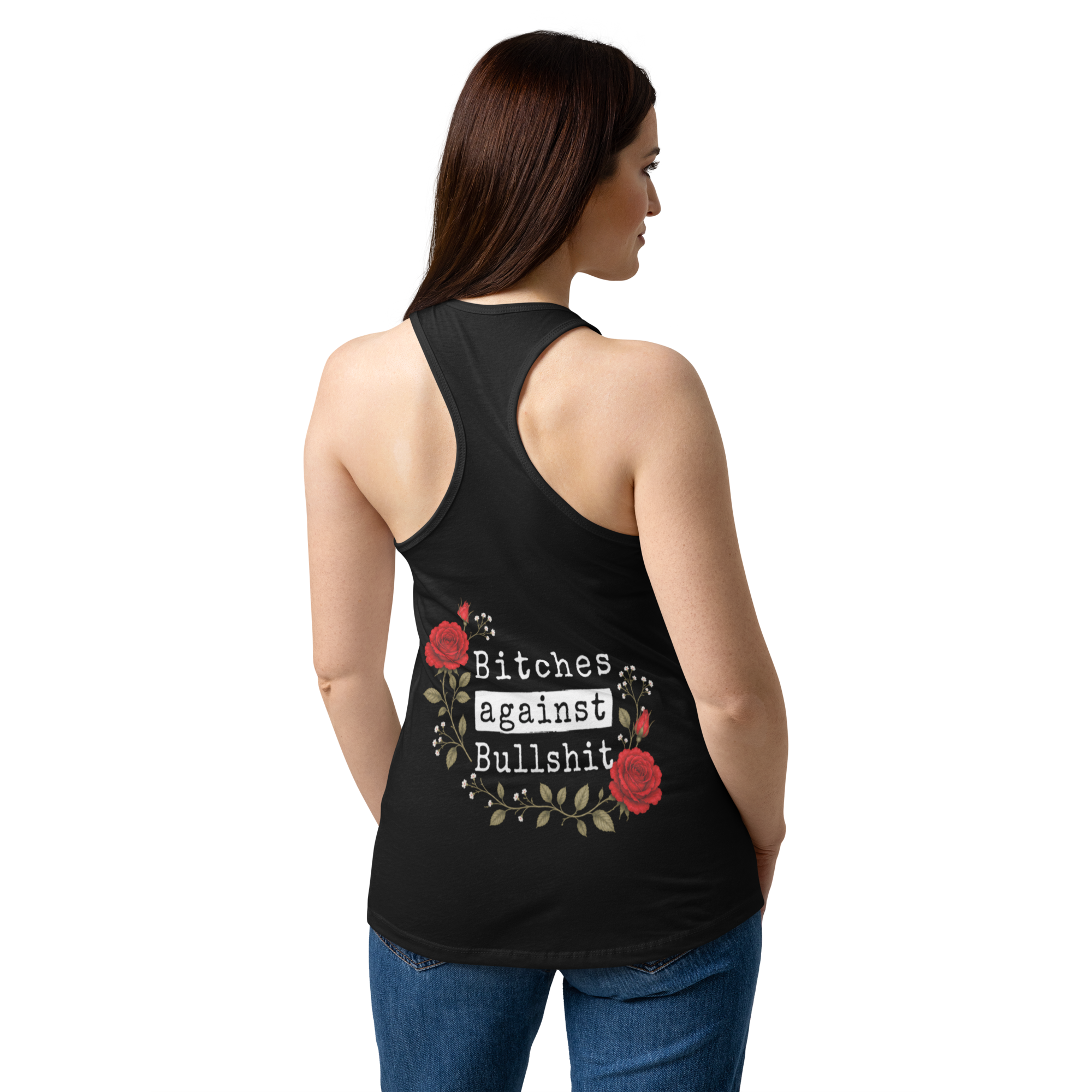 Bitches Against Bullshit® Red Floral Tank Top