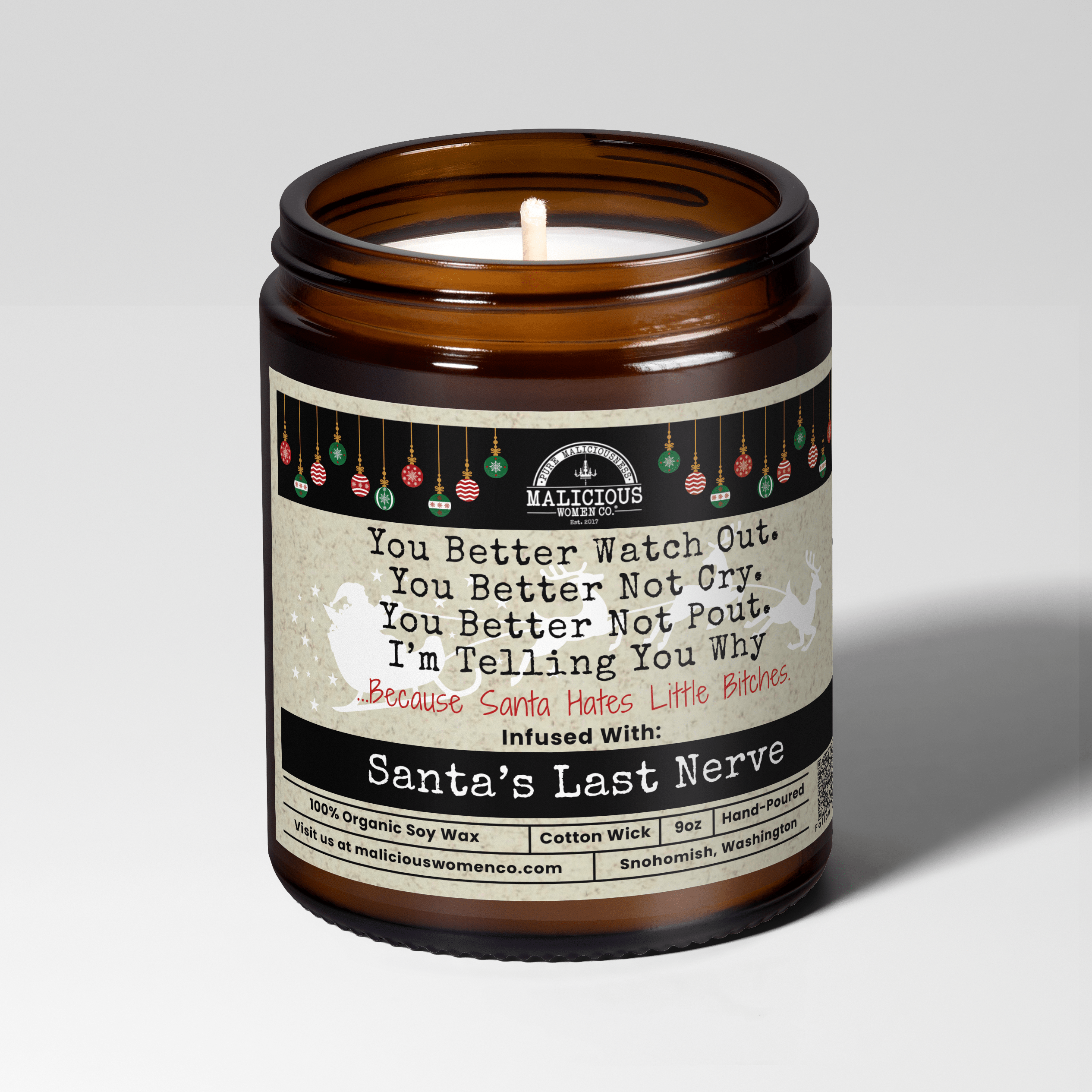 You Better Watch Out | 9oz Holiday Candle | Malicious Women Co. - Malicious Women Co.-Candle