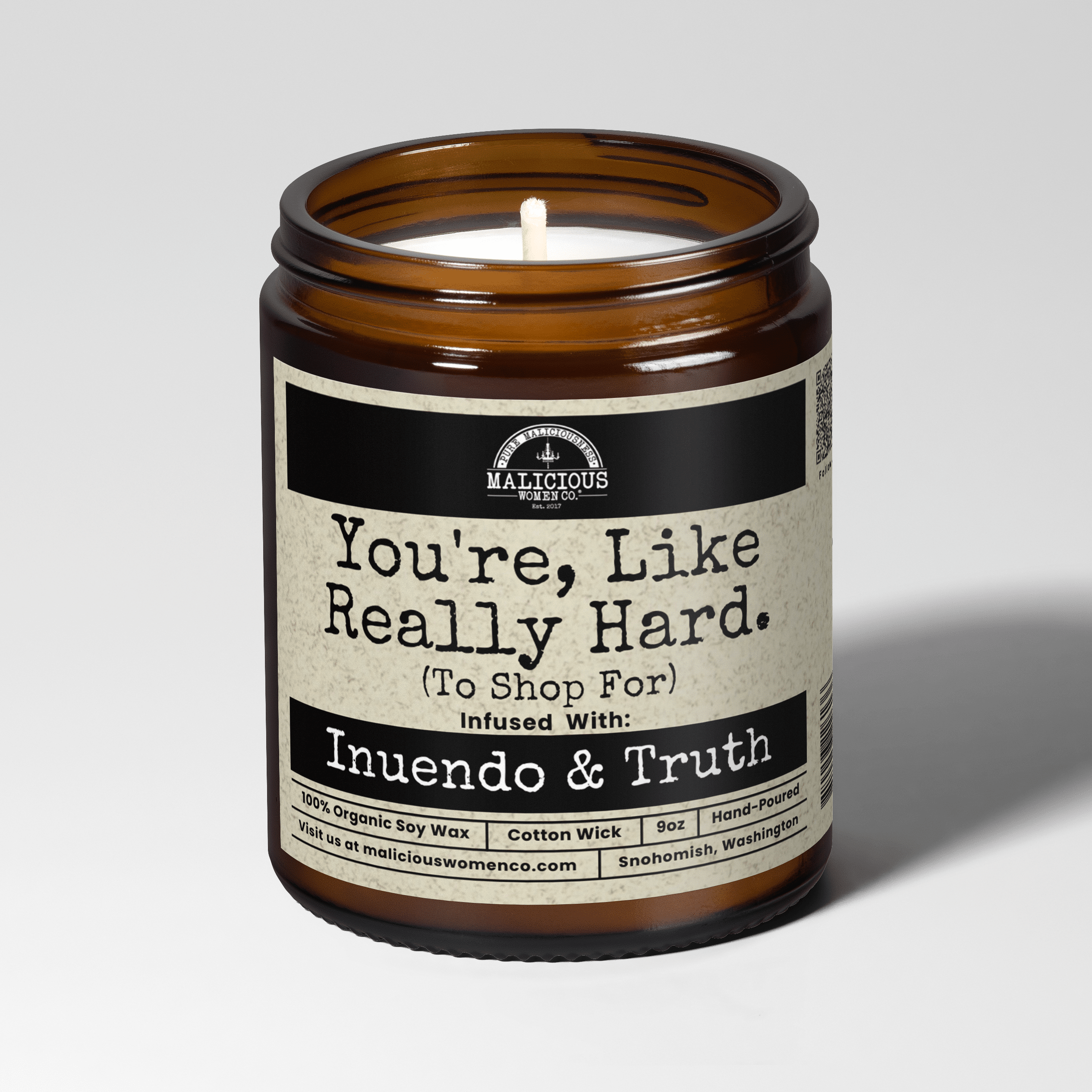 You're, Like Really Hard. (To Shop For) | Scent: Citron & Stone | 9oz Funny Candle | Malicious Women Co - Malicious Women Co. -Candle