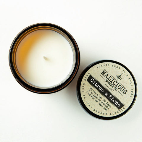 Trial & Error - Infused with "Mostly, A Shit-Ton Of Error" Scent: Citron & Stone Candles Malicious Women Candle Co. 